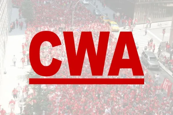 CWA logo and rally crowd