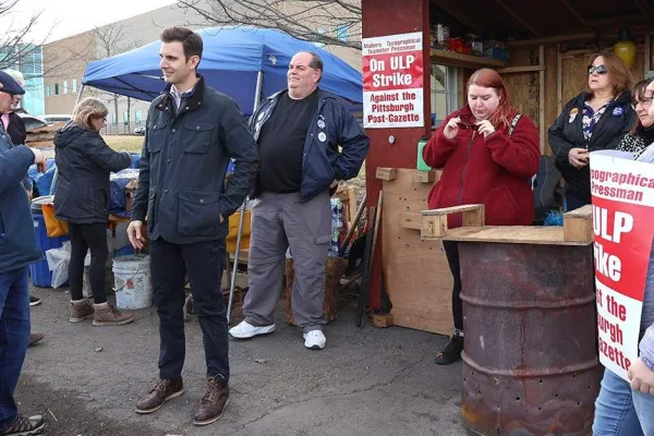 PPG Strikers Picket with Rep. Deluzio for Healthcare