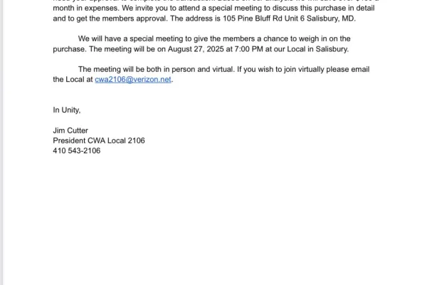 letter from our president for the new home of our local