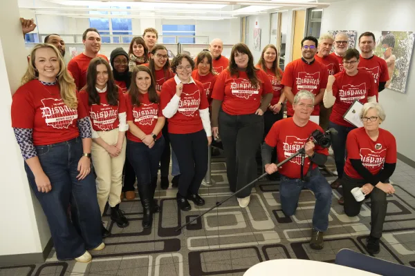 Members of the Dispatch News Guild in the newsroom on Dec. 10, 2025.