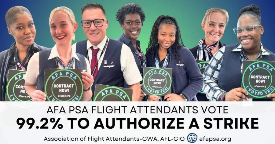 PSA Airlines Flight Attendants Vote to Strike