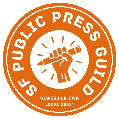 sf public press logo with orange background and white text