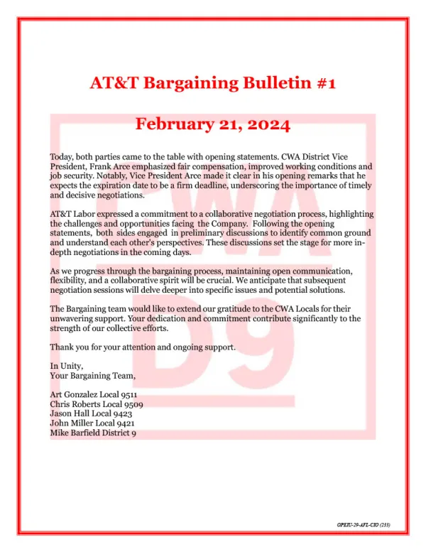 2024 District 9 Bargaining Update #1