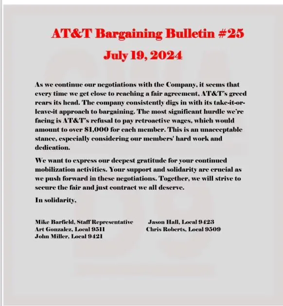 AT&T Bargaining Bulletin #25