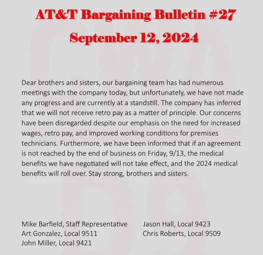 AT&T Core Bargaining Bulletin #27